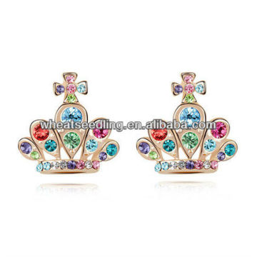 Corona checa de piedra diseño pendientes joyas LS99